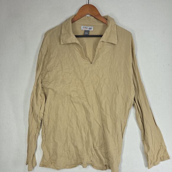 Vintage Urban Pipeline Mens Shirt XL Beige NWT Y2k Boho Beach Collared Grunge - Picture 7 of 14